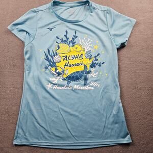 50th Honolulu Marathon Shirt Blue Womens L Running Aloha Sea Turtle